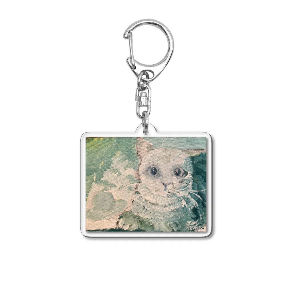 青い猫の夏の日 Acrylic Key Chain