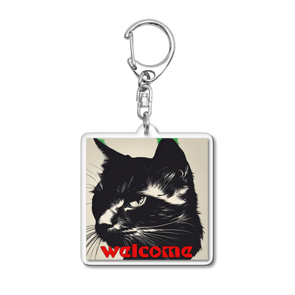 kk-welcomeの黒猫登場Ⅰ Acrylic Key Chain
