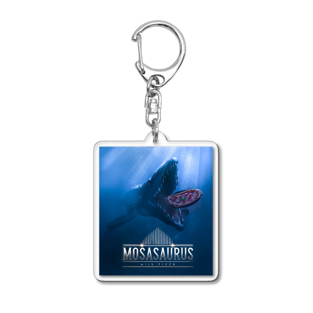 ディノラバ！！ 🦖　　　    　  　　 - DINO LOVER -のピザを追うモササウルス　ー Mosasaurus with Pizza - Acrylic Key Chain