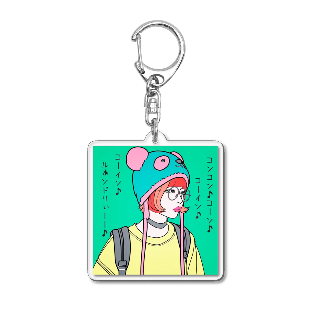 WASH&DRY24のパンダ女子　鼻歌娘 Acrylic Key Chain