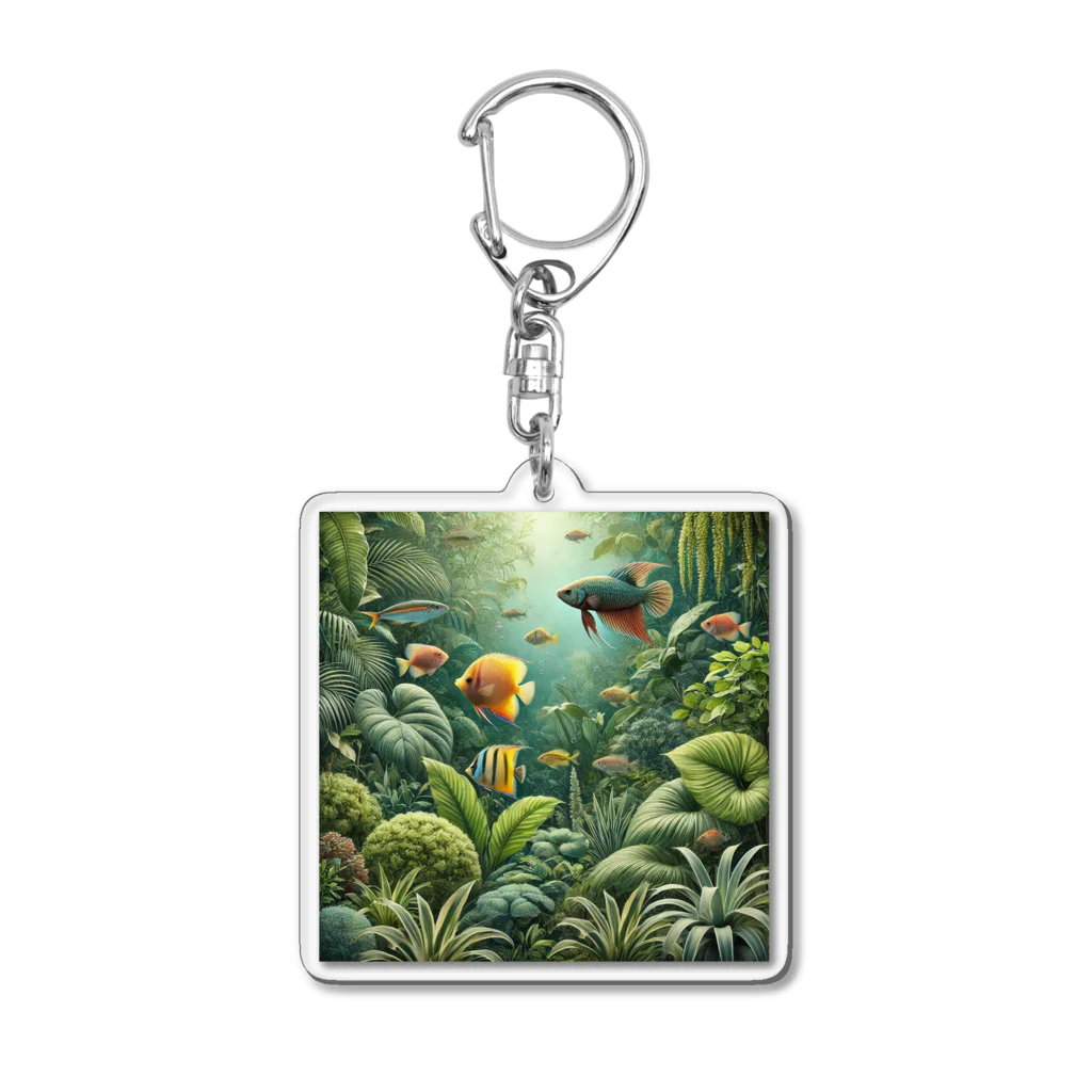 pyoromalの観葉植物×熱帯魚 Acrylic Key Chain