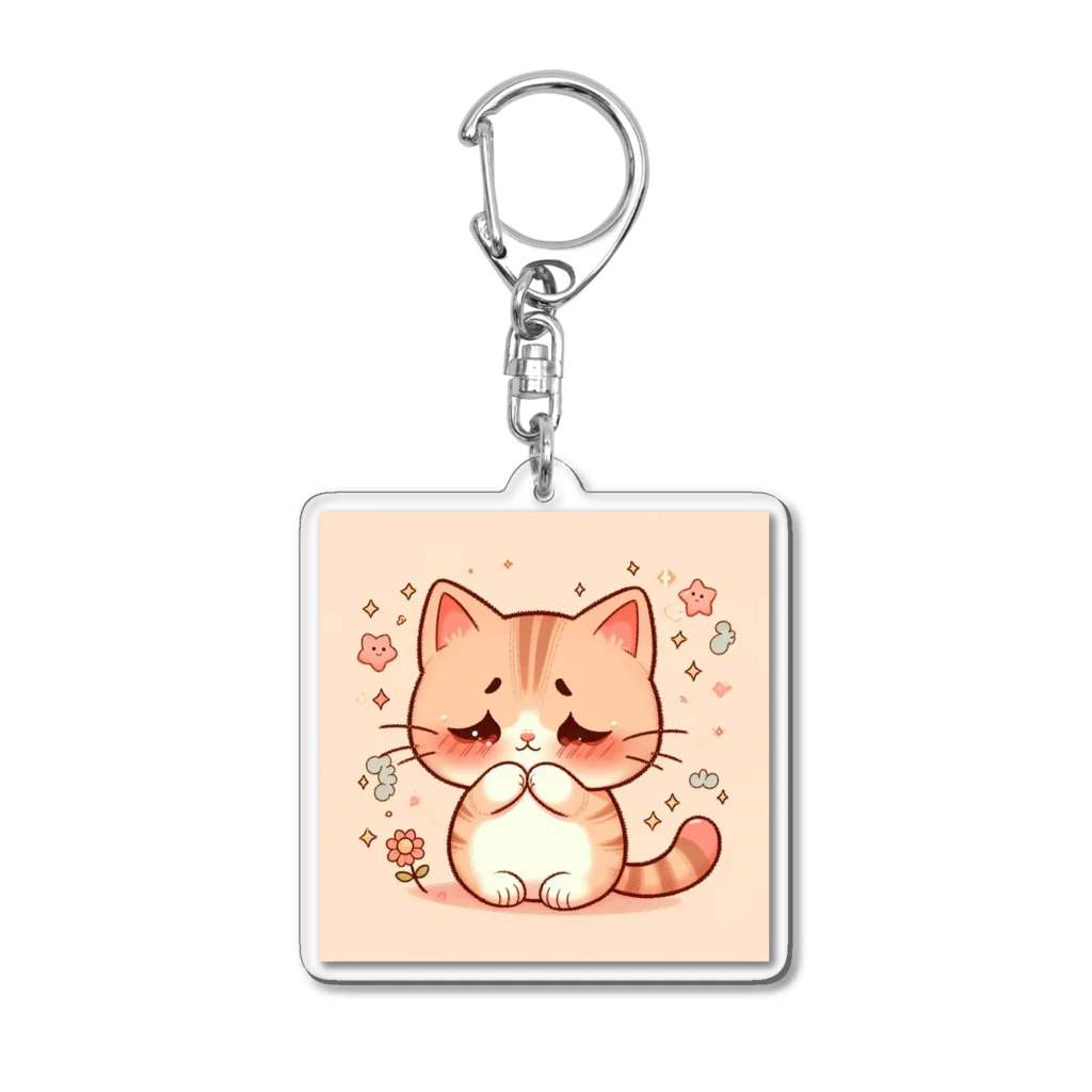 cutycatの恥ずかしがり屋のネコちゃん Acrylic Key Chain