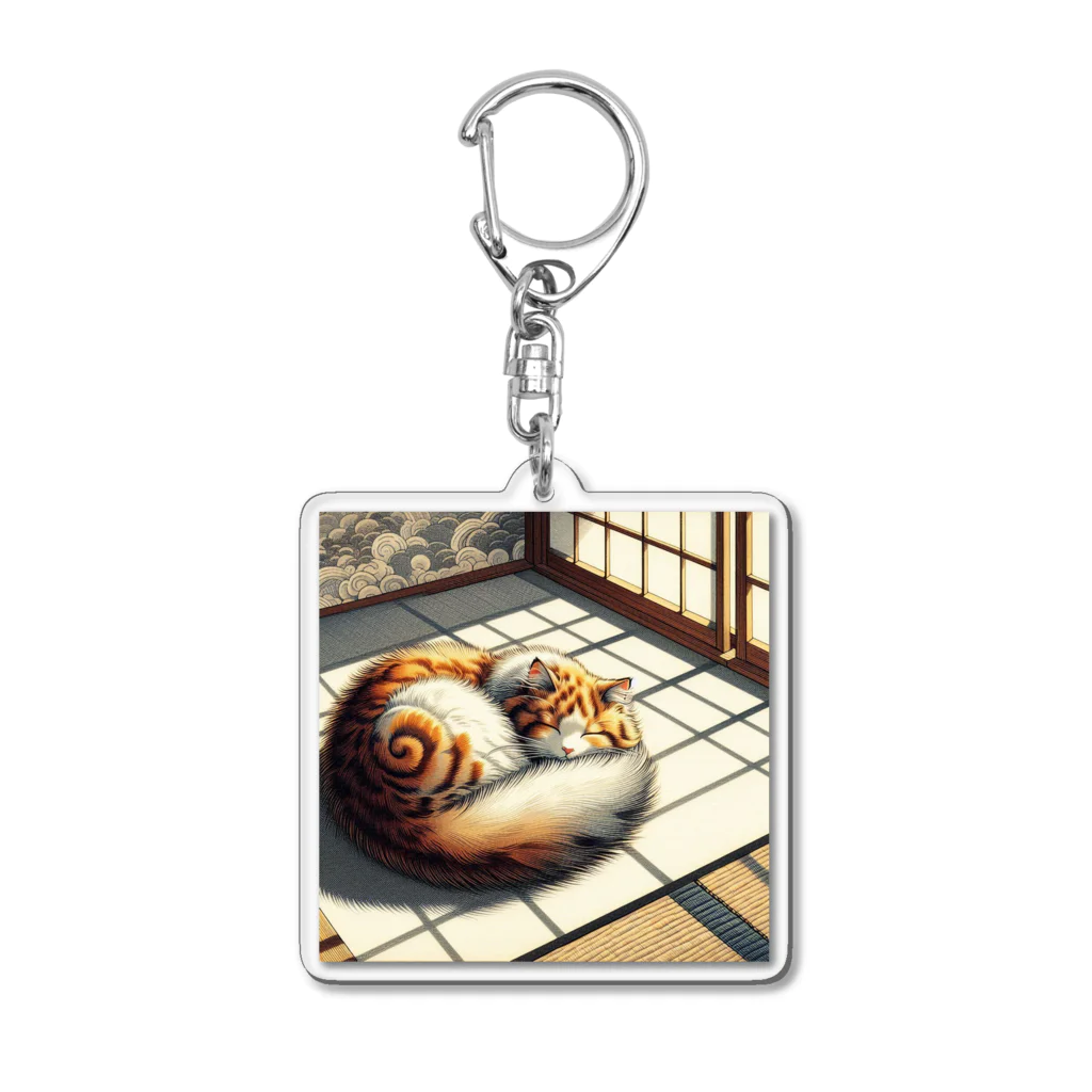 EIKATSU（和風テイスト）の猫又の昼寝 No3 Acrylic Key Chain