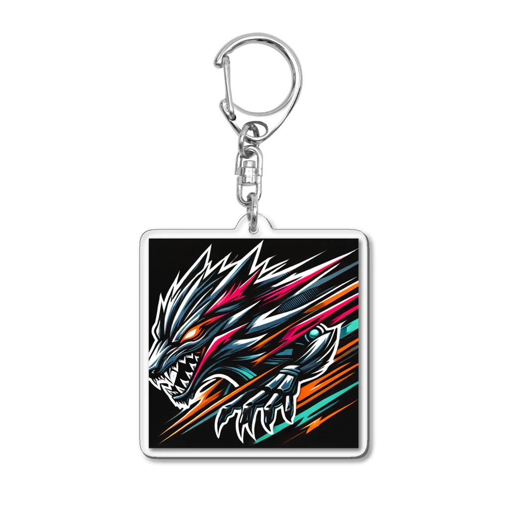 the blue seasonの獣の咆哮: ダーク＆ワイルドなスポーツバイクロゴ Acrylic Key Chain