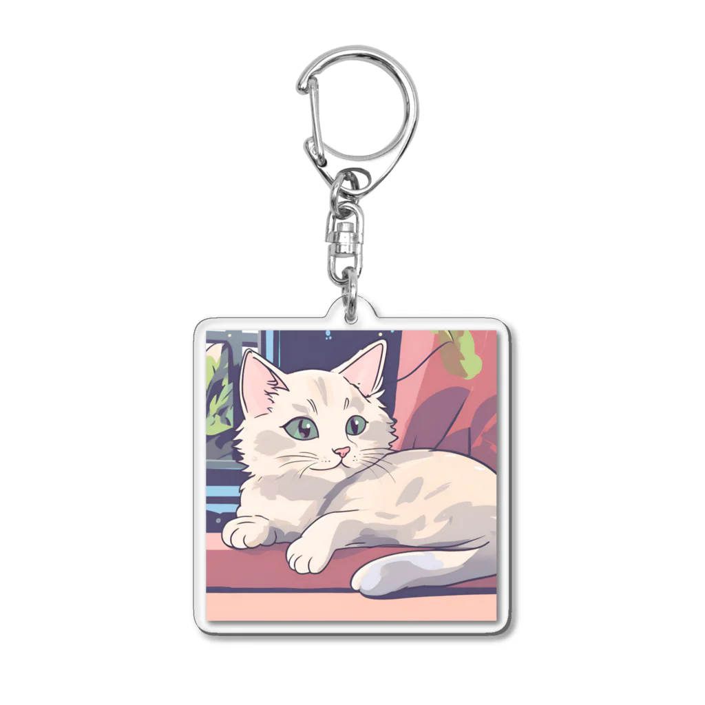 ゆったりのふわふわ猫ちゃんキーホルダー Acrylic Key Chain