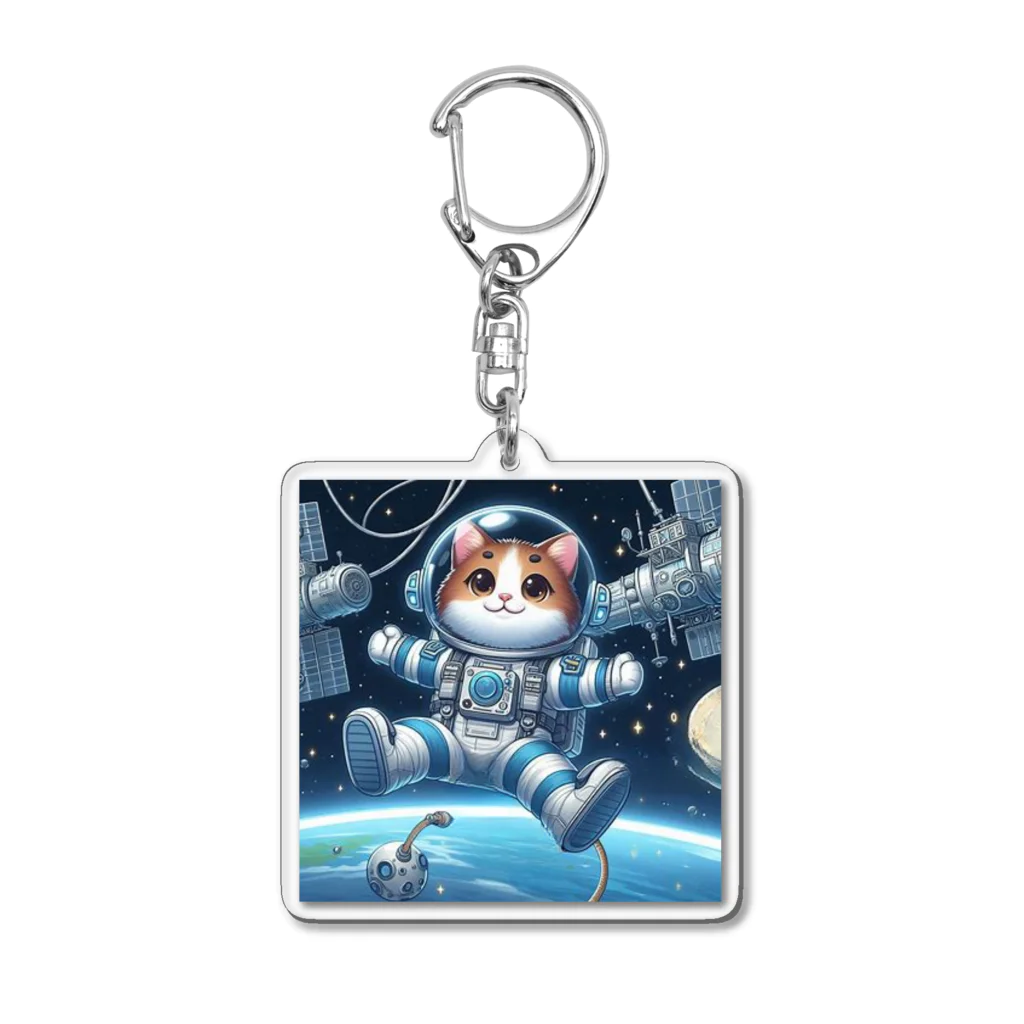 フルヤの宇宙で漂う宇宙飛行猫 Acrylic Key Chain