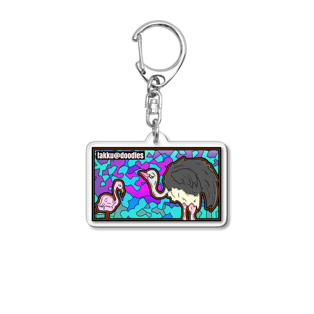 takku@doodlesのダチョウとフラミンゴ Acrylic Key Chain