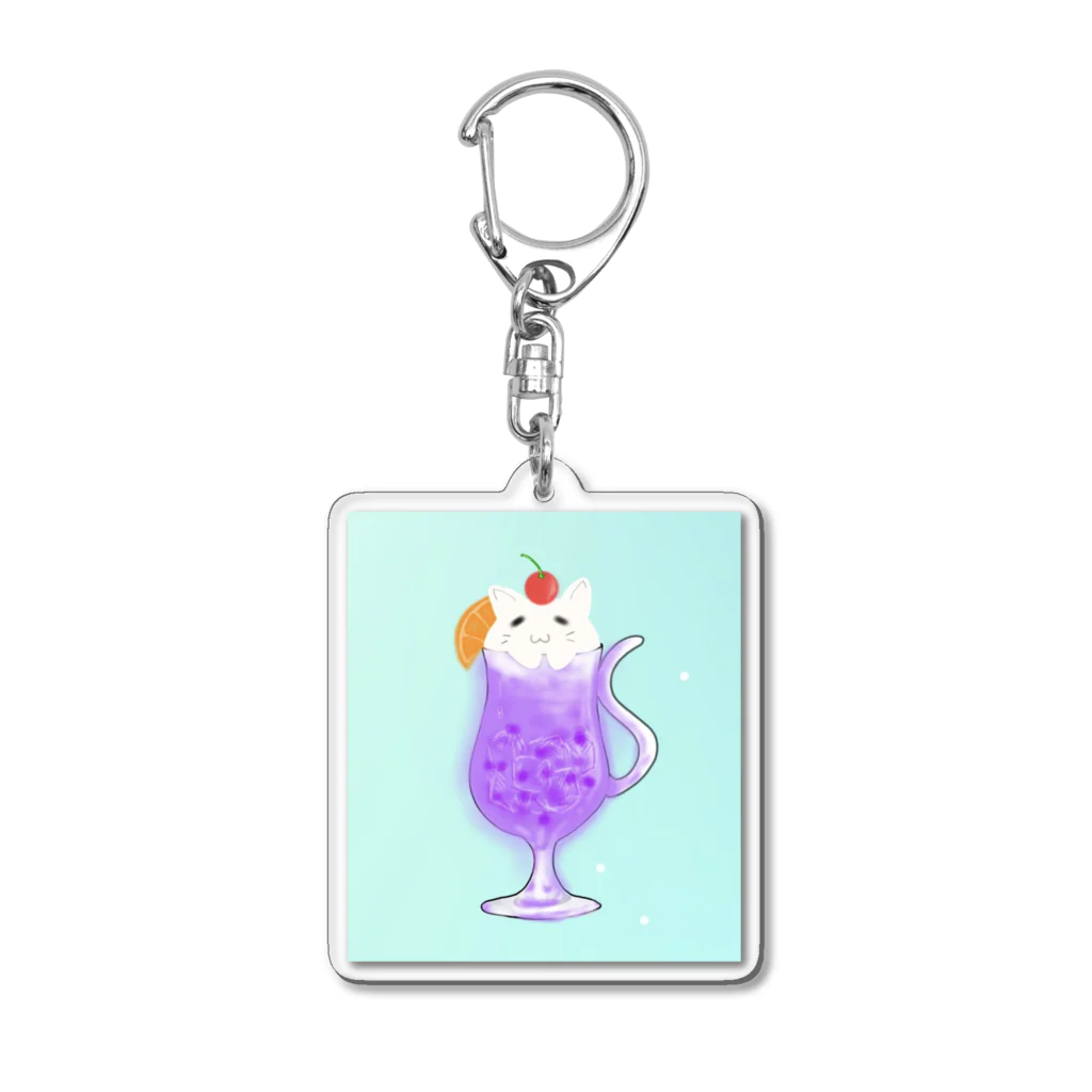 KuROiの白猫クリームソーダ Acrylic Key Chain