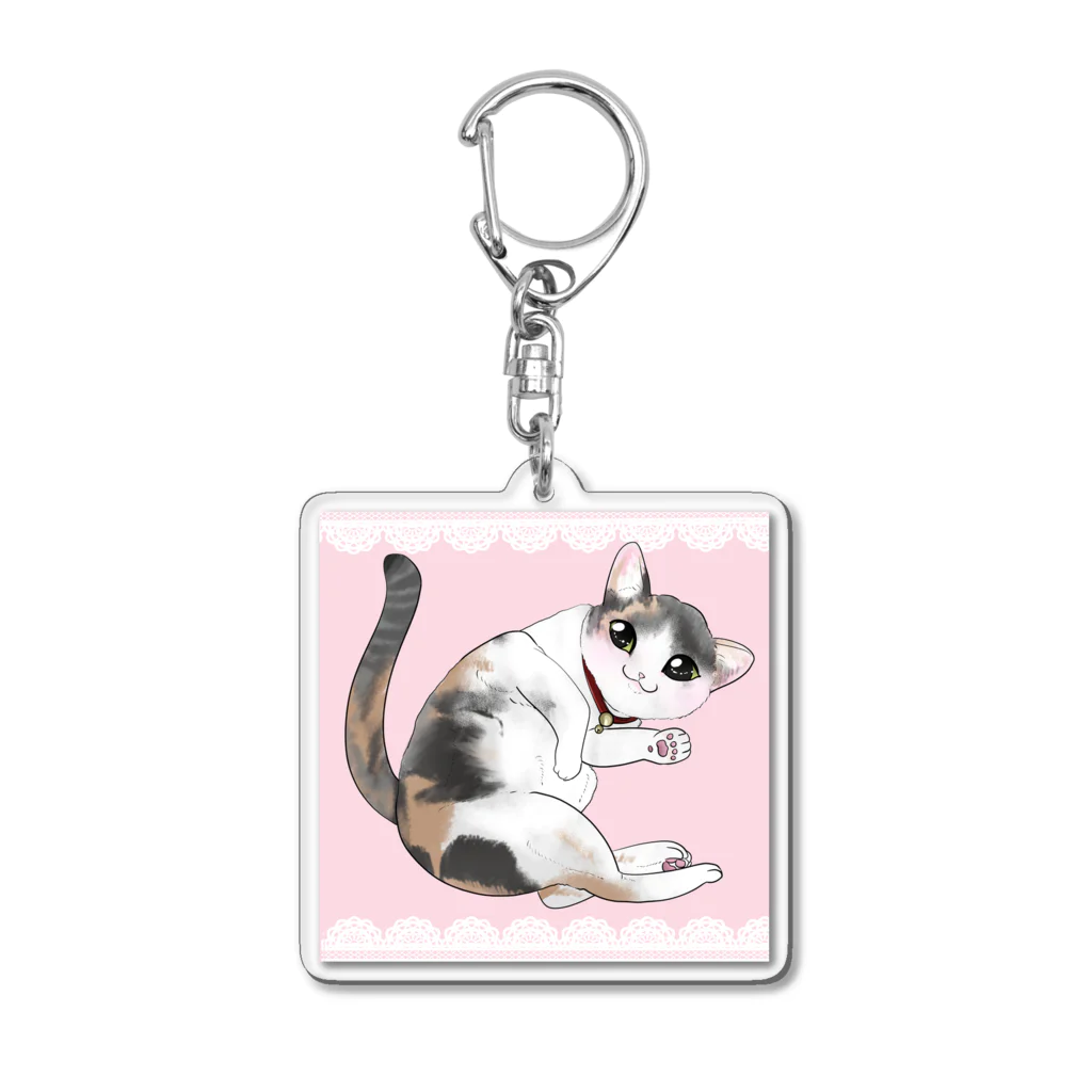 ikiterudayoの薄三毛猫のアクリルキーホルダー Acrylic Key Chain