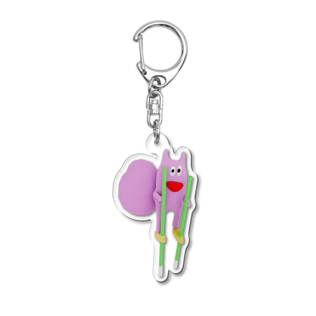 やさしさパークタウンのリスくん　ライドオン！電動竹馬 Acrylic Key Chain