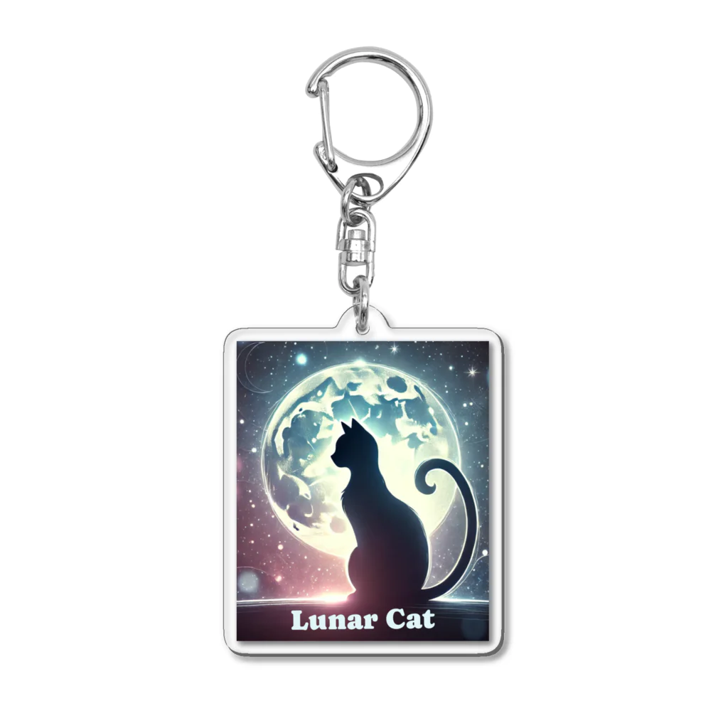 MystiCatの幻想的な猫のシルエット Acrylic Key Chain
