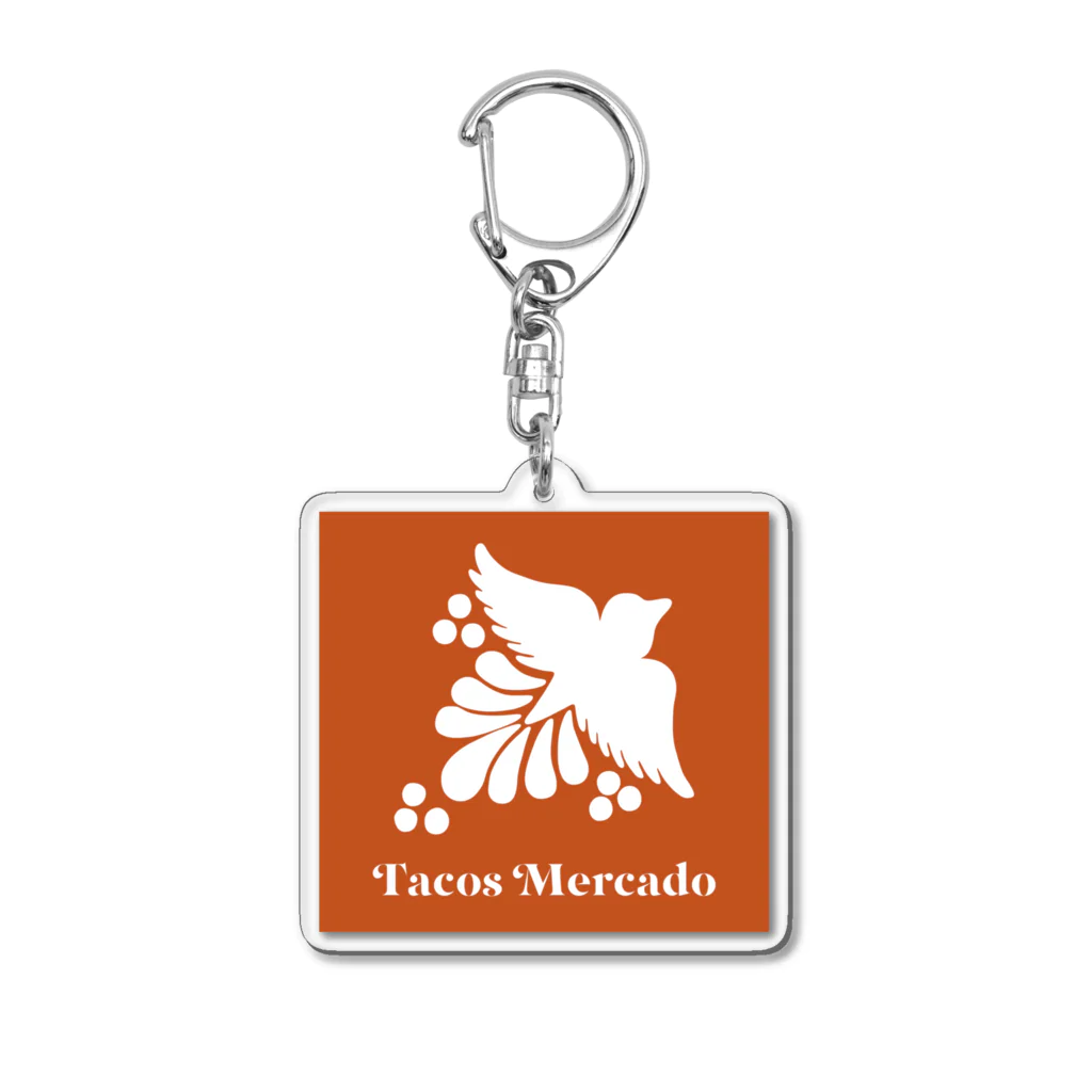 Tacos Mercadoのメルカドロゴ　オレンジスクエア Acrylic Key Chain