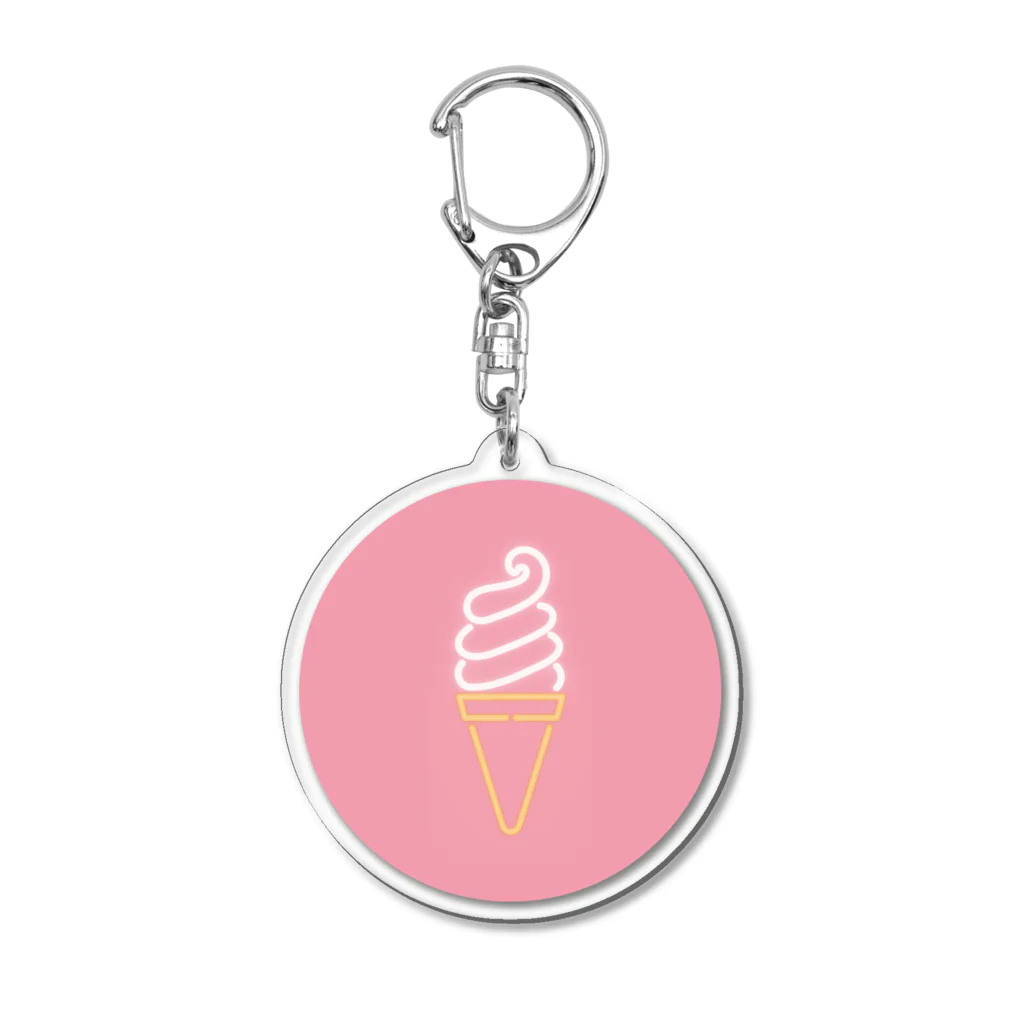 marinaのソフトクリーム（neon pink circle） Acrylic Key Chain