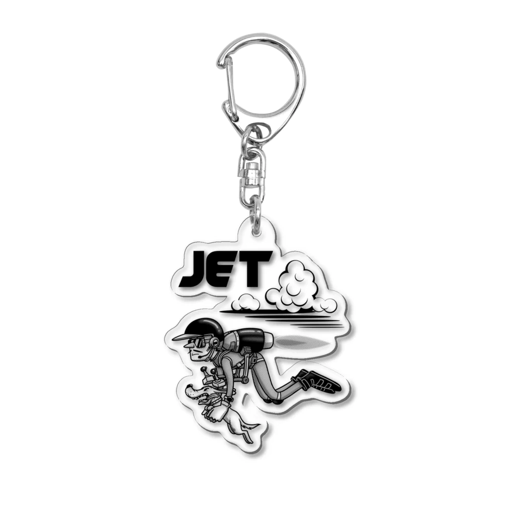 nidan-illustrationのhappy dog -JET- (black ink) Acrylic Key Chain