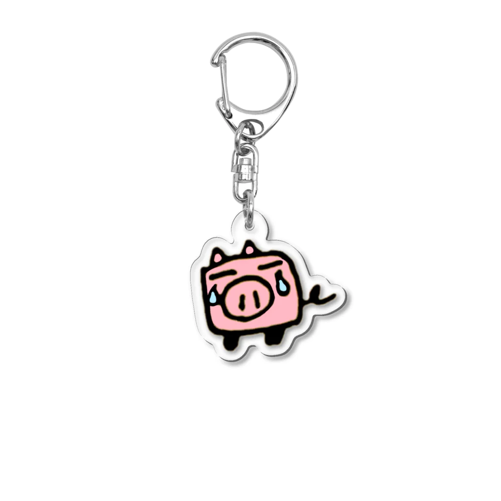 完熟トマト新聞の泣き豚 Acrylic Key Chain