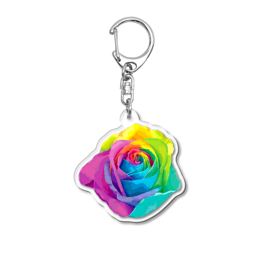 ゆるい猫ちゃんSHOPのRainbow rose(Single) Acrylic Key Chain