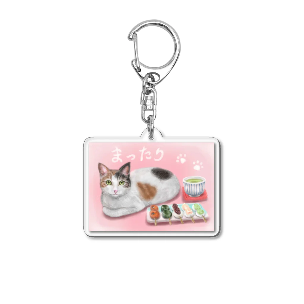 Ａｔｅｌｉｅｒ　Ｈｅｕｒｅｕｘの茶屋猫　三毛×だんご Acrylic Key Chain