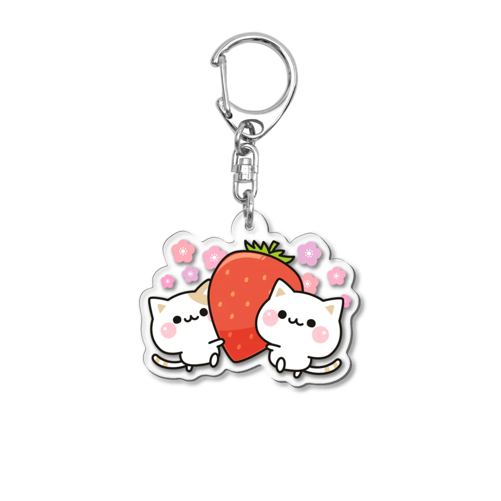 DECORの気づかいのできるネコ　いちごver. Acrylic Key Chain