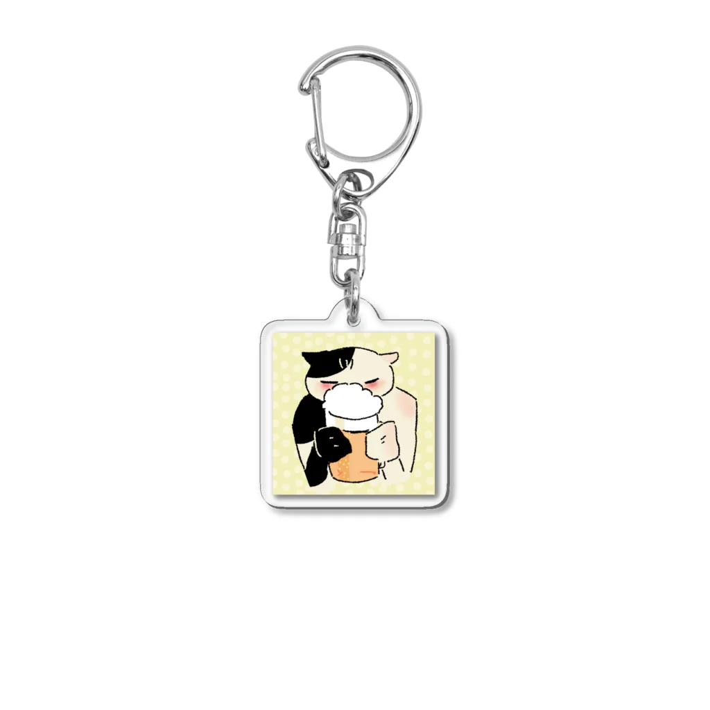 冷珈琲館のビールをのむねこ Acrylic Key Chain