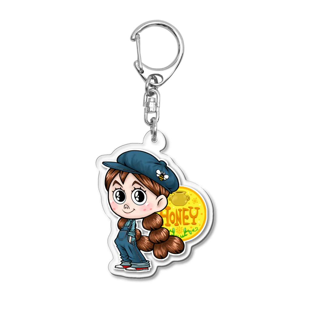 堀越ヨッシーのお店（SUZURI支店）の邦子は、ハチミツ大好き♩ Acrylic Key Chain