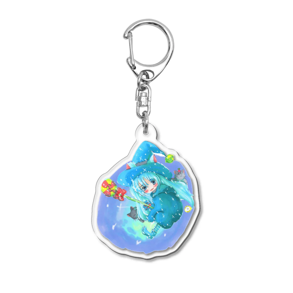 miku'ꜱGallery星猫の魔法少女ゆるmiku with 使い魔にゃんズ Acrylic Key Chain