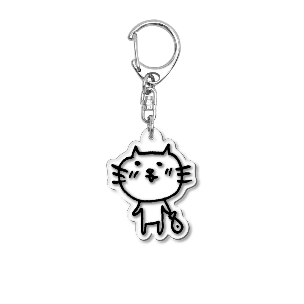 ねこ新聞のnecoのねこ新聞のnecoと魚 Acrylic Key Chain