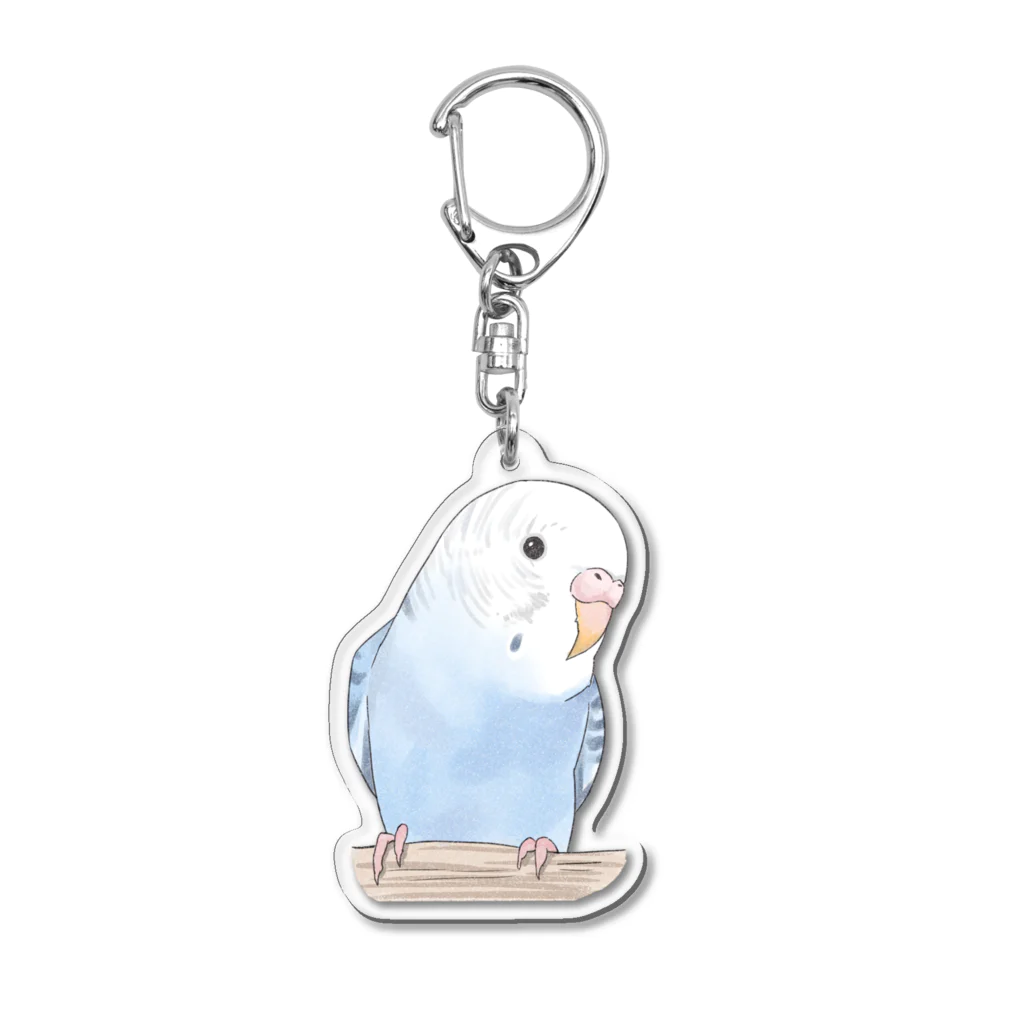 まめるりはことりのおしゃまな止まり木セキセイインコちゃん【まめるりはことり】 Acrylic Key Chain