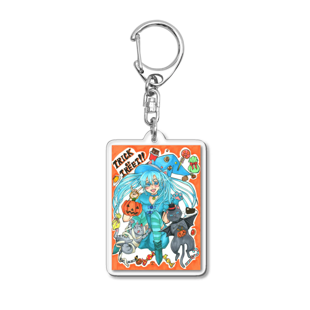 miku'ꜱGallery星猫の⋆⸜🍭trick or treat🍬⸝⋆魔法少女miku with 使い魔にゃんズ Acrylic Key Chain