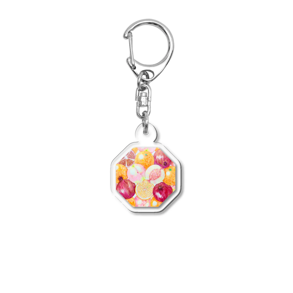 shu-shuの幸運を呼ぶスピリチュアルフルーツ☆「三柑の実」八角形 Acrylic Key Chain