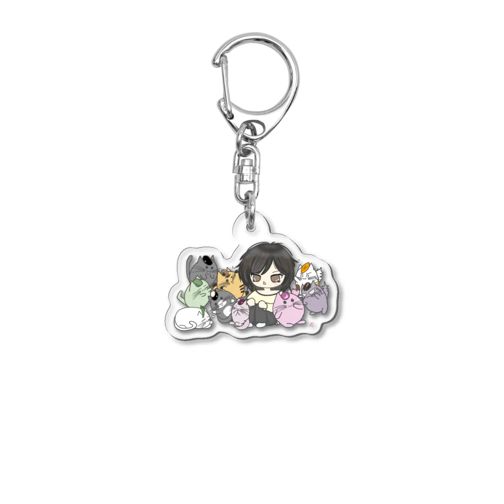 プリューム・ド・サクラのねこ豆とさくら凜桜 Acrylic Key Chain