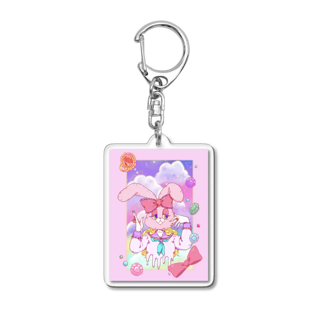 ムッチッパのうさぎ頭のゆめかわセーラー少女~背景付き Acrylic Key Chain