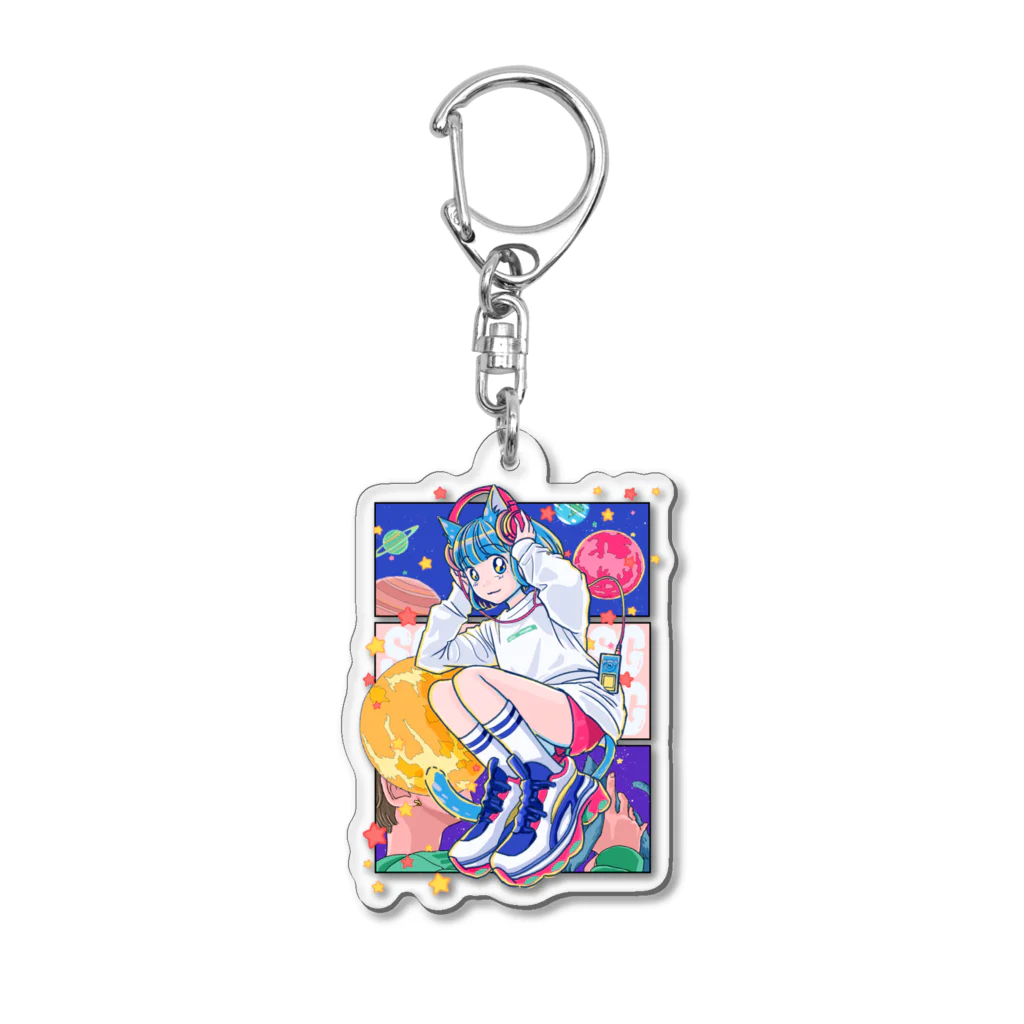 こばやし少女の無重力猫 Acrylic Key Chain