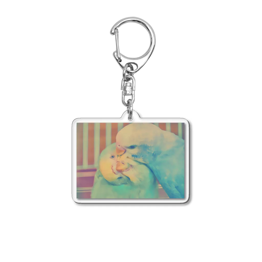 もるおの仲良しインコさん Acrylic Key Chain