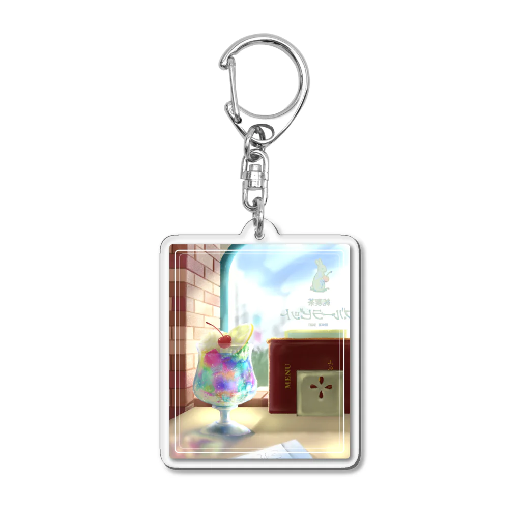 しんま みさんの純喫茶ブルーラビット　窓辺の風景 Acrylic Key Chain