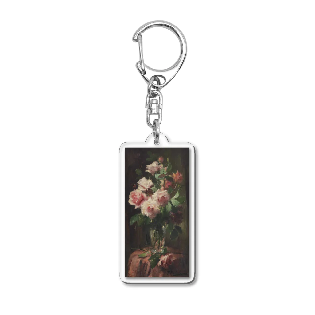 花名画アートグッズのフランス・モルテルマン《ピンクのバラのブーケ》 Acrylic Key Chain