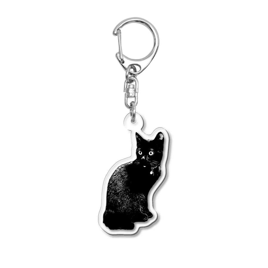 クロミケハチワレの黒猫スタンプ Acrylic Key Chain