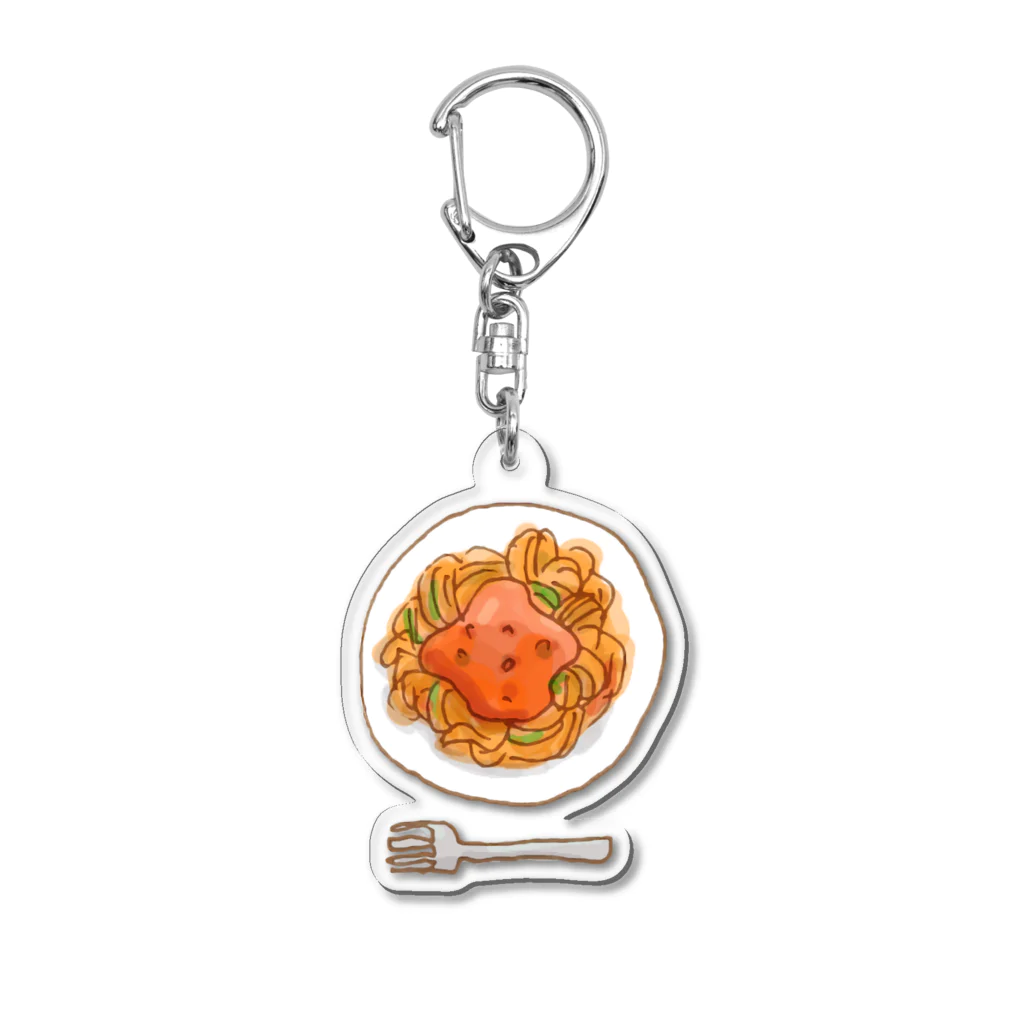 さくらもち市長のSUZURI商店の赤いパスタ Acrylic Key Chain