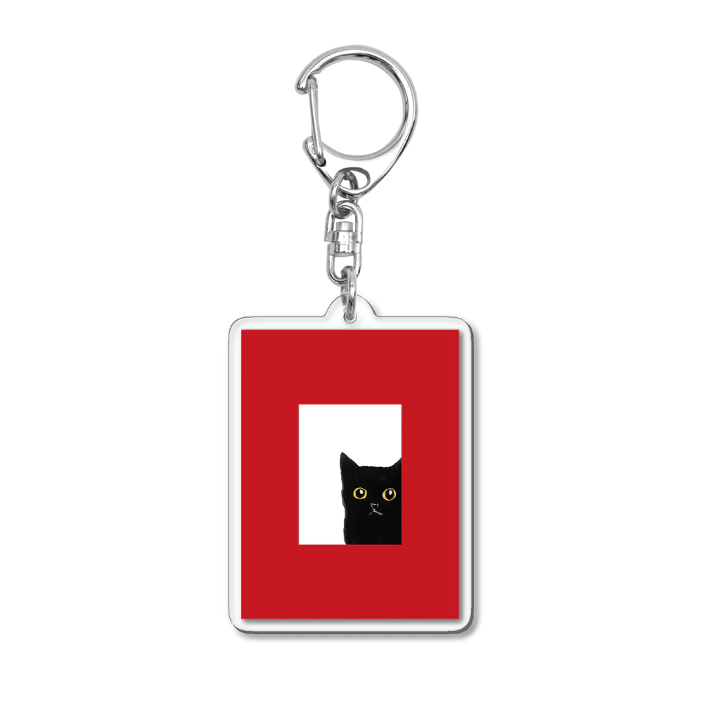 WAMI ARTの赤い窓と黒猫 Acrylic Key Chain