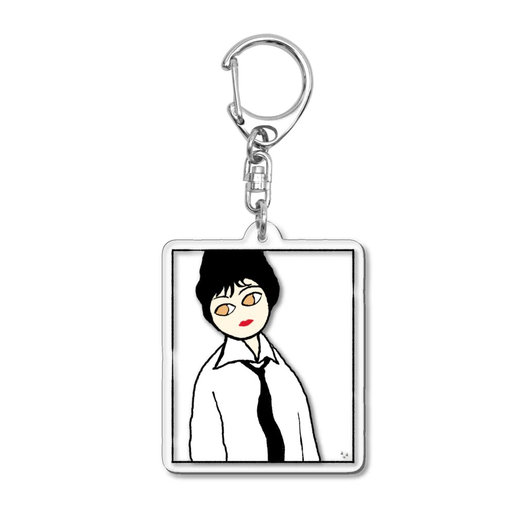 auaの黒いネクタイをした女 Acrylic Key Chain