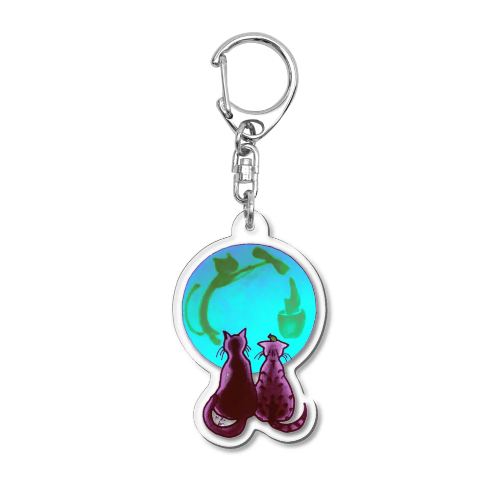 miku'ꜱGallery星猫の月とにゃんこ ブルームーン Acrylic Key Chain