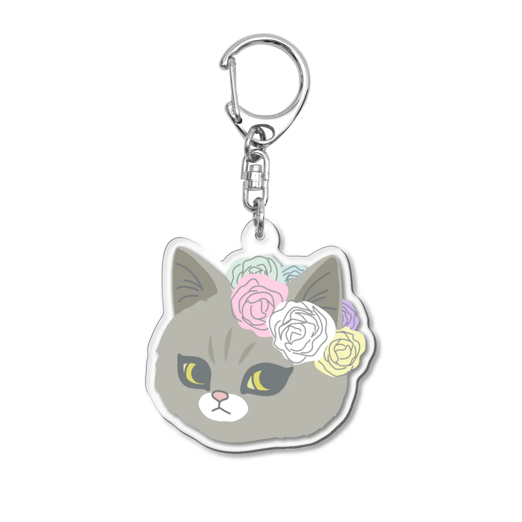 sachiko2004shopの　Fam& 花と猫 Acrylic Key Chain