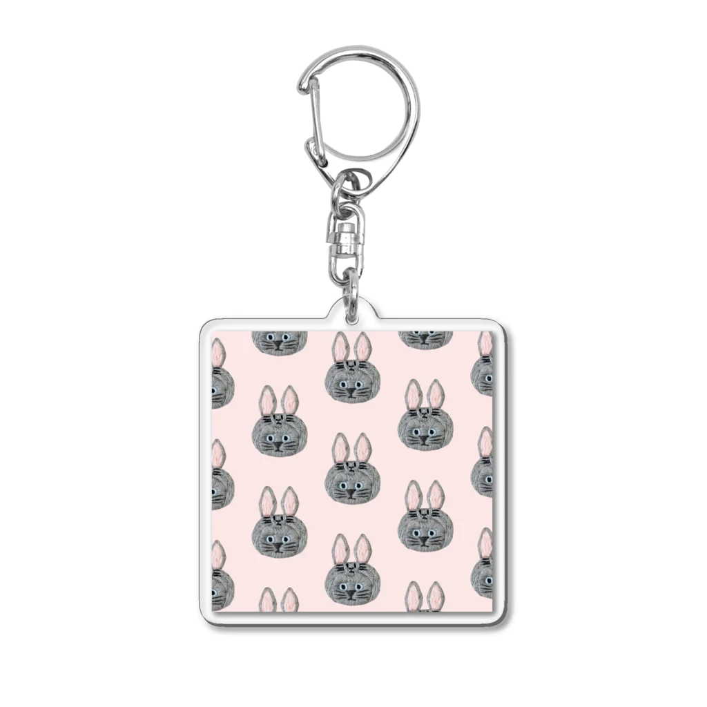 CHOPPIRIのかぶる猫[うさぎ(灰色)ver.](ロシアンブルー) Acrylic Key Chain