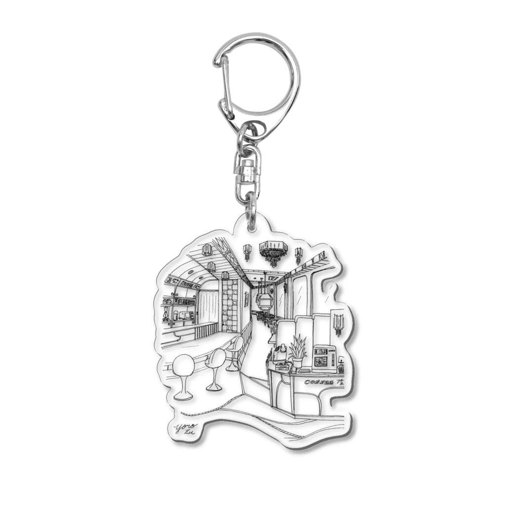 気ままに創作　よろず堂のレトロ純喫茶　黒 Acrylic Key Chain