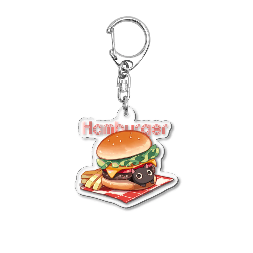 すざく君の家の猫ハンバーガー Acrylic Key Chain