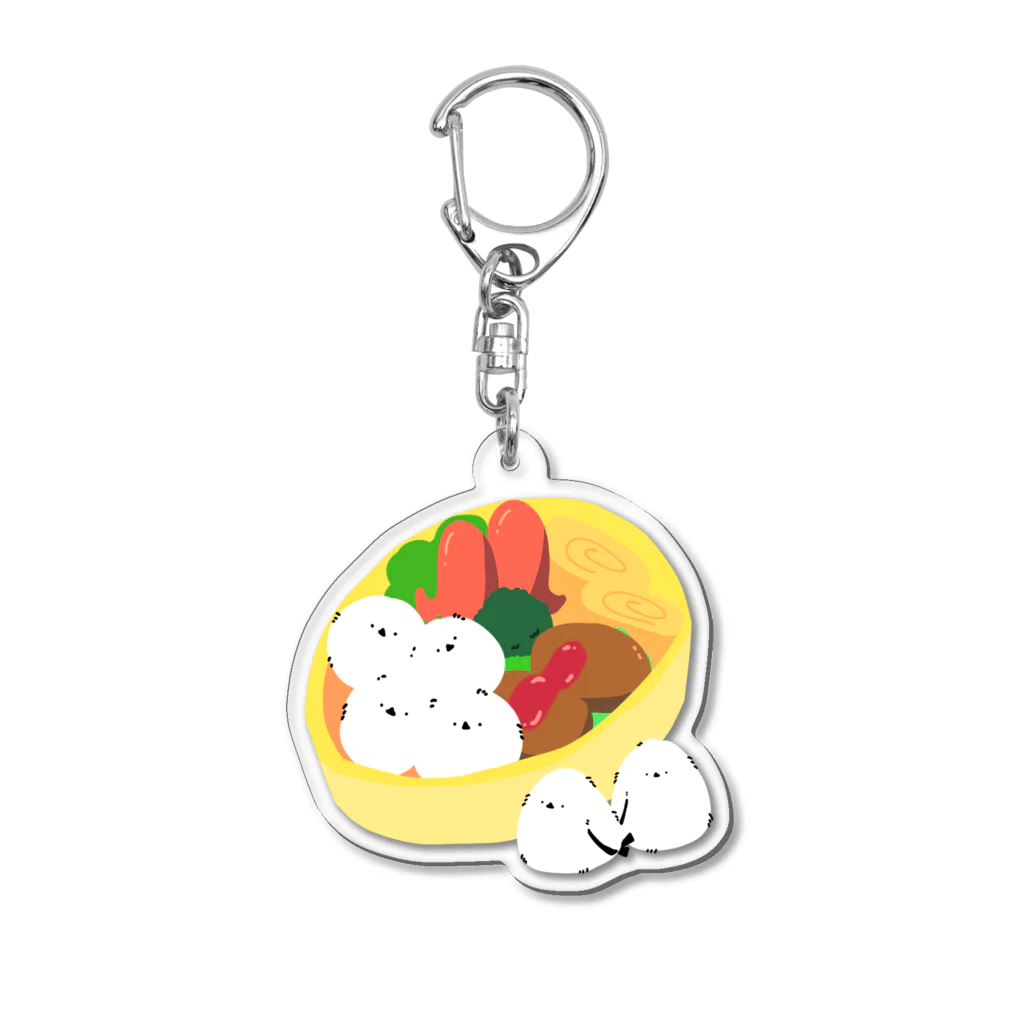 Kotetsu diary(SUZURI店)のシマエナガ×お弁当 Acrylic Key Chain