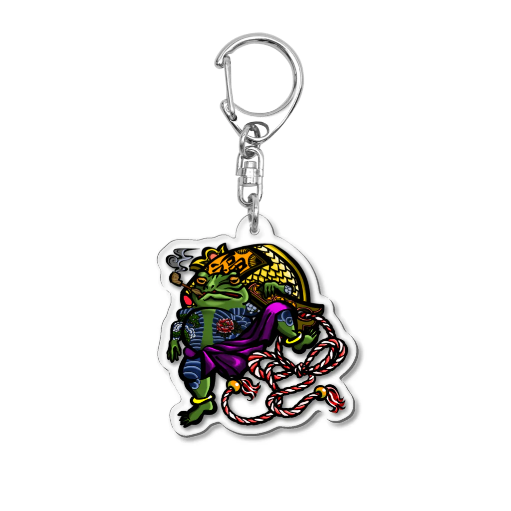 オリジナルデザインTシャツ　SMOKIN'の福を呼ぶ蛙と打ち出の小づち　彩色仕様 Acrylic Key Chain