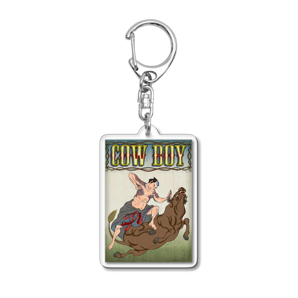 nidan-illustrationの"cow boy"(武者絵) #1 Acrylic Key Chain