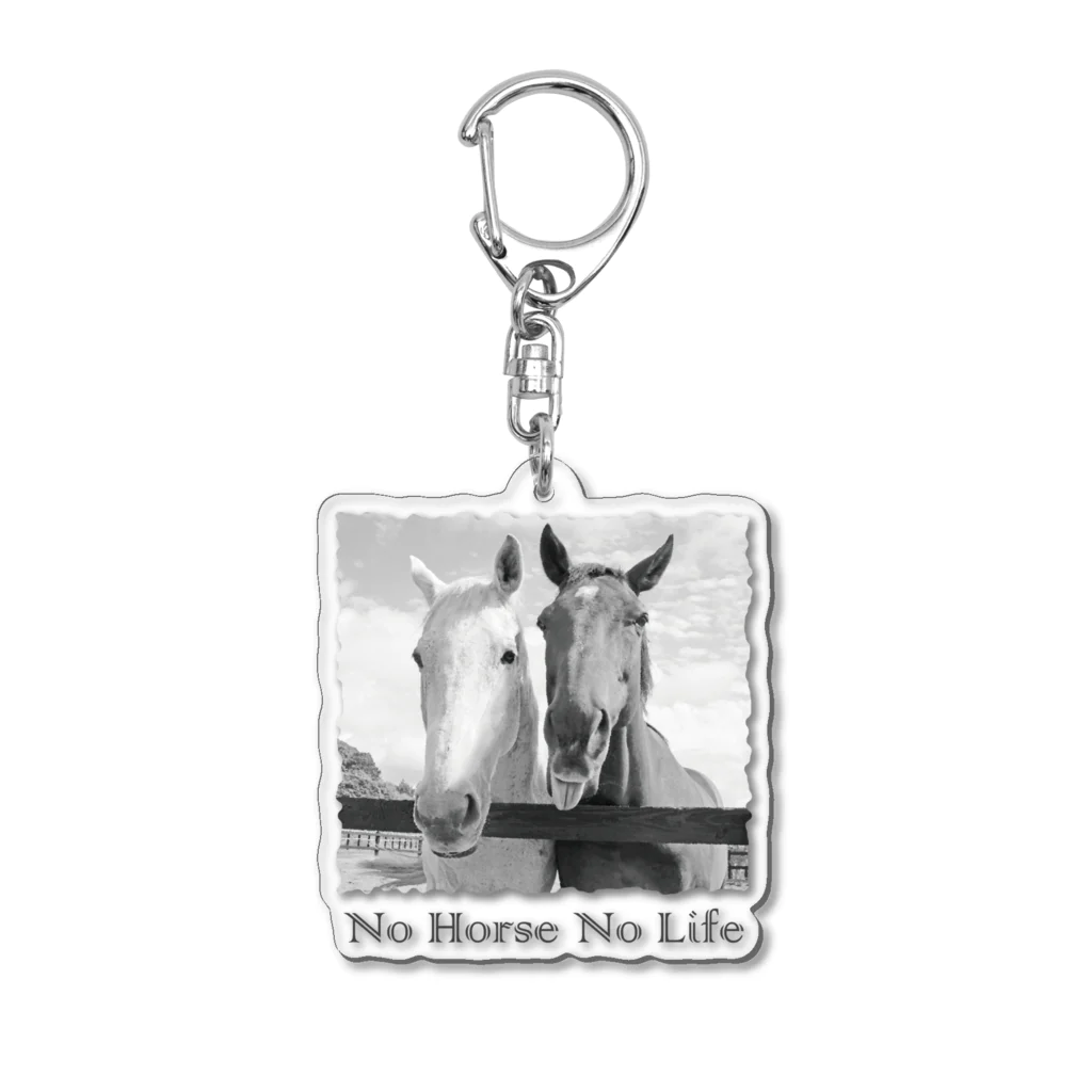 SHOP HAPPY HORSES（馬グッズ）のスピプー（モノクロ） Acrylic Key Chain