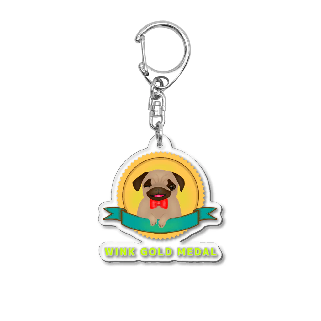 momolove のわんこウインク選手権(パグ) Acrylic Key Chain