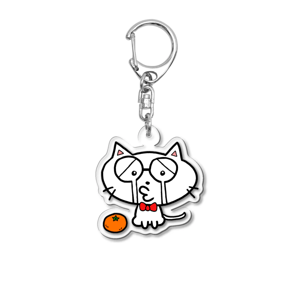 眼鏡をかけた犬と猫のお店「メガネワンハスキー」の号泣ニャンコロスキーホルダー Acrylic Key Chain